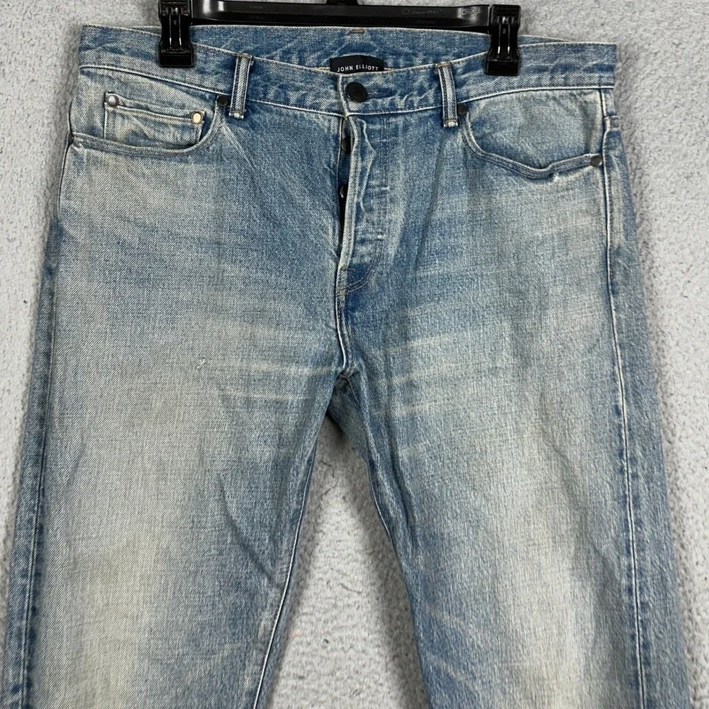 John Elliott Jeans Mens 32 Blue Japanese Denim Slim Straight Button Fly 5-Pocket